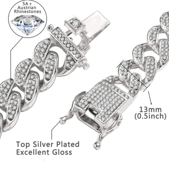 New Cuban link chain bracelet iced out miami hip hop - Picture 3 of 4